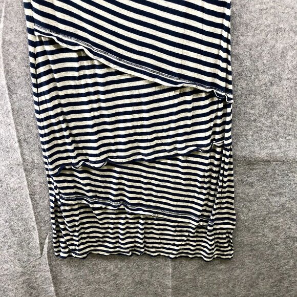 Max Studio Midi Tank Dress Size Large L Gray Blue Stripe Jersey Knit Scoop Neck - Picture 4 of 7